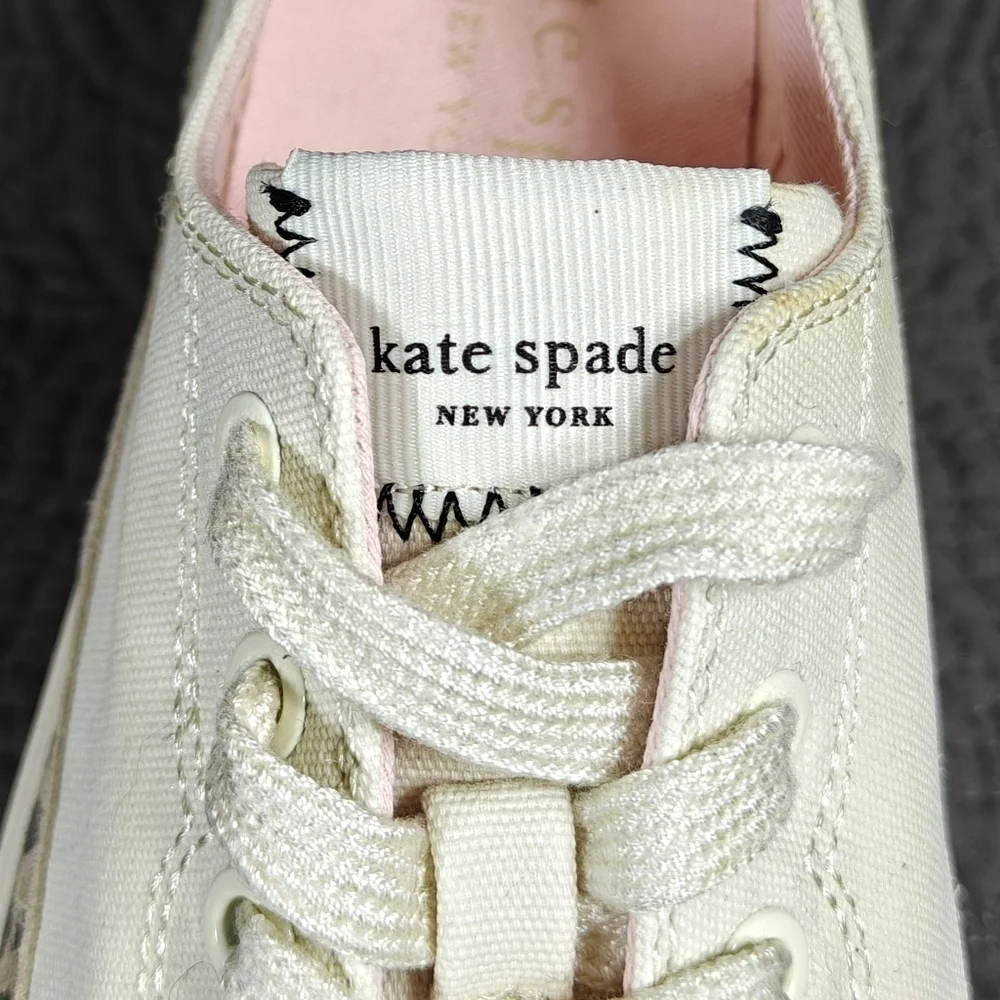 Kate Spade New York Women's Kaia Leopard Print Trim Platform Sneakers Canvas 7B
